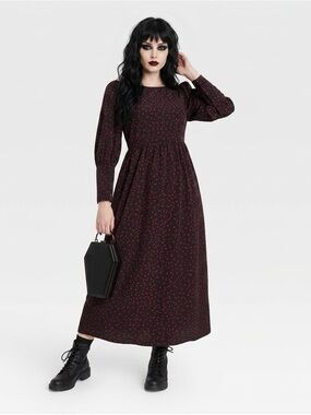 Target “Vintage” Who What Wear Women's Black Maxi Dress with Red Dot Print Large